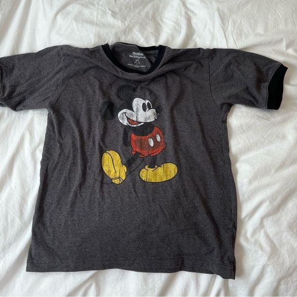 DisneyWorld Classic ringer tee shirt Mickey Mouse. Dark heather gray. Youth Lg - Picture 4 of 4